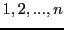 $1,2,...,n$